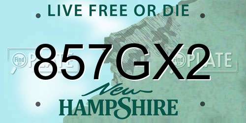 857GX2 New Hampshire License Plate