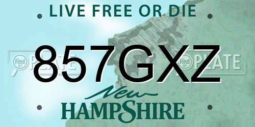 857GXZ New Hampshire License Plate