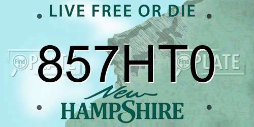 857HT0 New Hampshire License Plate