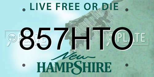 857HTO New Hampshire License Plate
