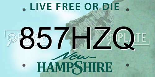 857HZQ New Hampshire License Plate