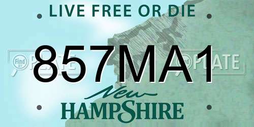 857MA1 New Hampshire License Plate