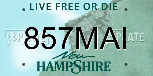 857MAI New Hampshire License Plate