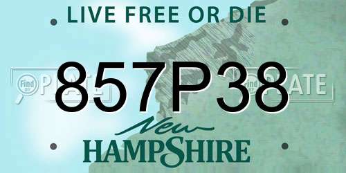 857P38 New Hampshire License Plate