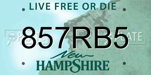 857RB5 New Hampshire License Plate