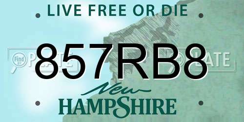 857RB8 New Hampshire License Plate