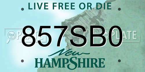 857SB0 New Hampshire License Plate