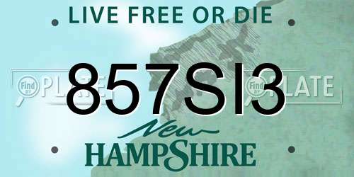 857SI3 New Hampshire License Plate