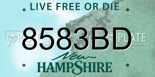 8583BD New Hampshire License Plate