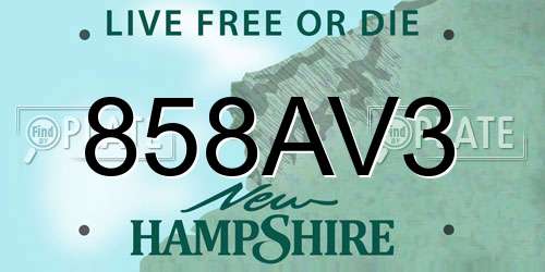 858AV3 New Hampshire License Plate