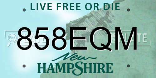 858EQM New Hampshire License Plate