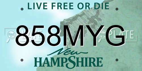 858MYG New Hampshire License Plate