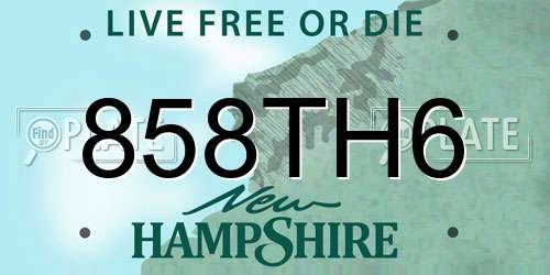 858TH6 New Hampshire License Plate
