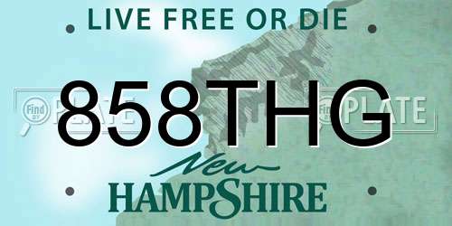 858THG New Hampshire License Plate