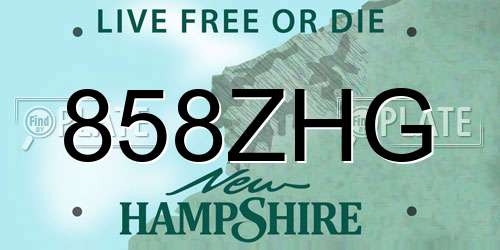 858ZHG New Hampshire License Plate
