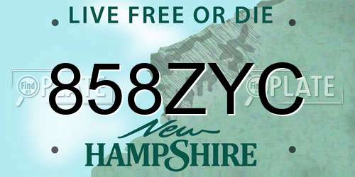 858ZYC New Hampshire License Plate