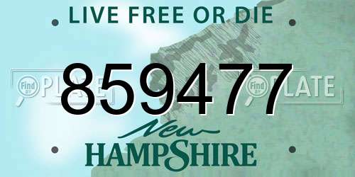 859477 New Hampshire License Plate
