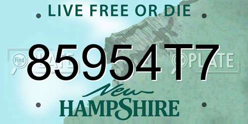 85954T7 New Hampshire License Plate