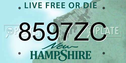 8597ZC New Hampshire License Plate