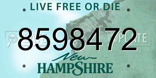 8598472 New Hampshire License Plate