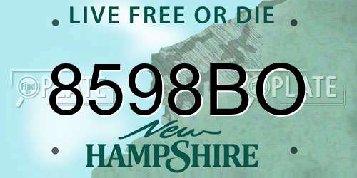 8598BO New Hampshire License Plate