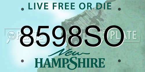 8598SO New Hampshire License Plate