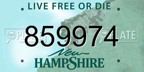 859974 New Hampshire License Plate
