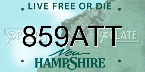 859ATT New Hampshire License Plate