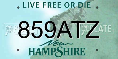 859ATZ New Hampshire License Plate