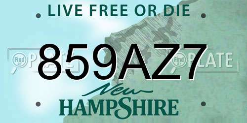 859AZ7 New Hampshire License Plate