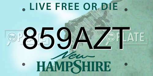 859AZT New Hampshire License Plate