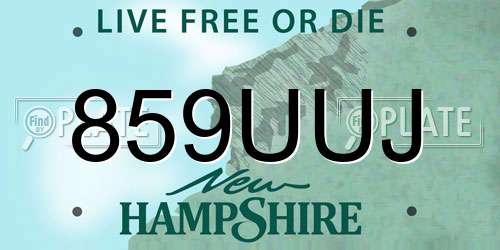 859UUJ New Hampshire License Plate