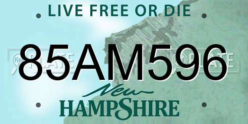 85AM596 New Hampshire License Plate