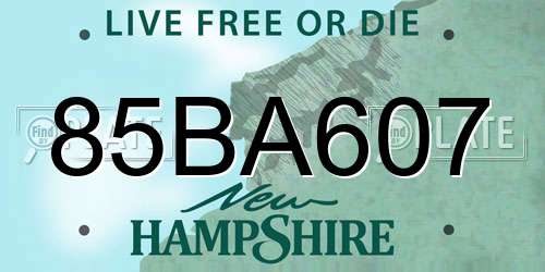85BA607 New Hampshire License Plate