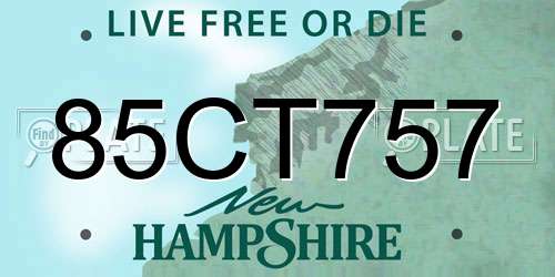 85CT757 New Hampshire License Plate