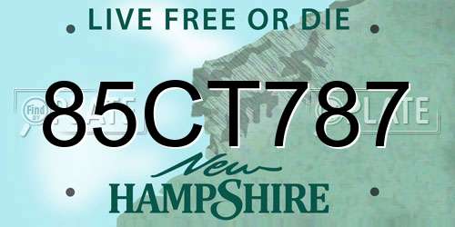85CT787 New Hampshire License Plate