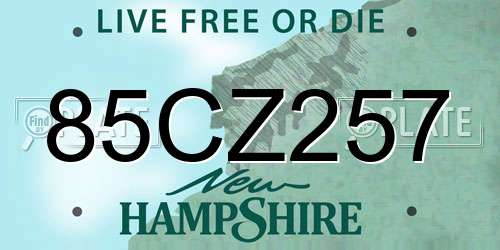 85CZ257 New Hampshire License Plate