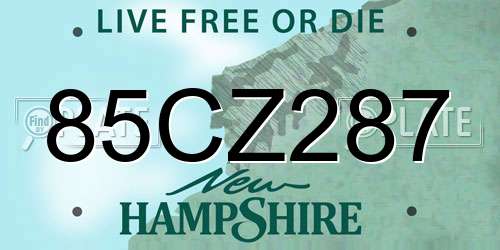 85CZ287 New Hampshire License Plate
