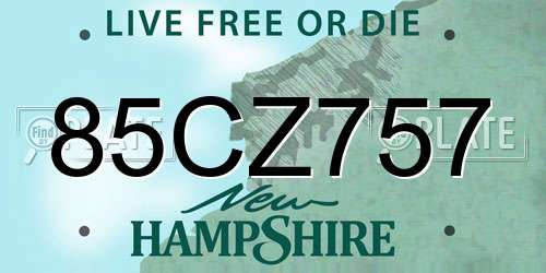 85CZ757 New Hampshire License Plate
