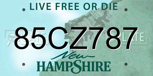 85CZ787 New Hampshire License Plate