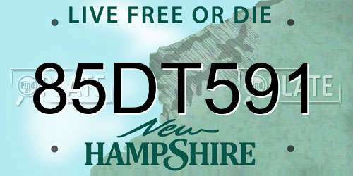 85DT591 New Hampshire License Plate