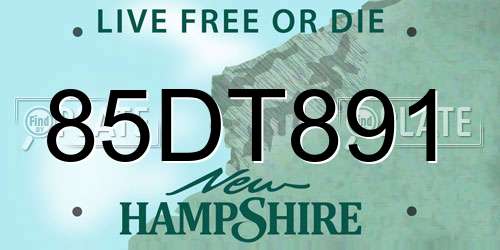 85DT891 New Hampshire License Plate