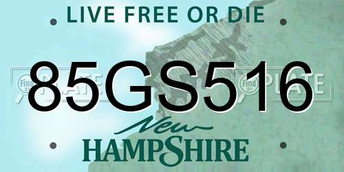 85GS516 New Hampshire License Plate