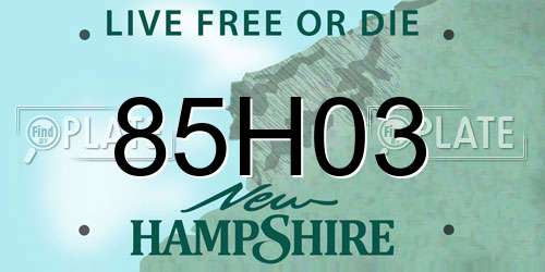 85H03 New Hampshire License Plate
