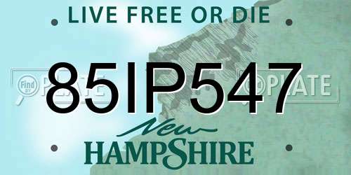 85IP547 New Hampshire License Plate