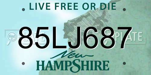 85LJ687 New Hampshire License Plate