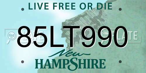 85LT990 New Hampshire License Plate