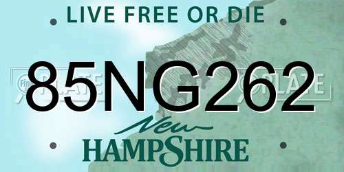 85NG262 New Hampshire License Plate