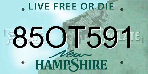 85OT591 New Hampshire License Plate