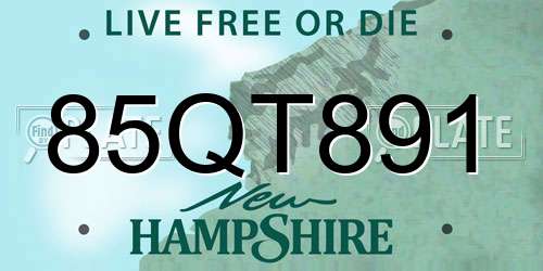 85QT891 New Hampshire License Plate